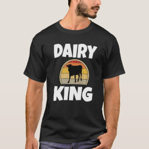 Camiseta Rey Lácteo Granjero De Ganado Ganadería Vaca Retro