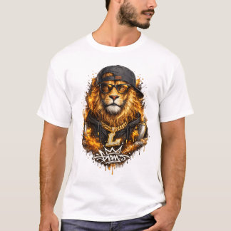 Camiseta Rey León Dorado – Diseño de Ropa Callejera de Lujo
