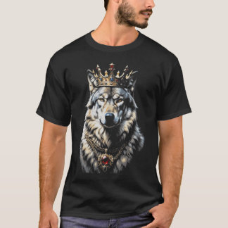 Camiseta Rey Lobo Corona Divertido Animales Amantes Lobos