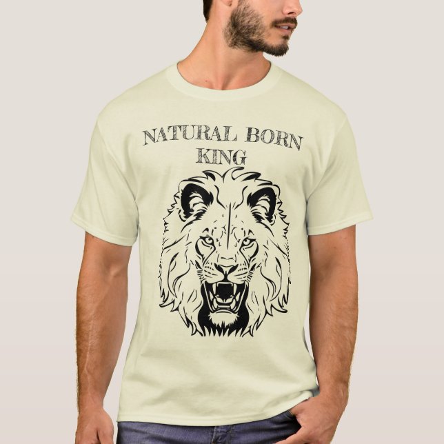 Camiseta Rey Nacido Natural - Tee de la Corona de León (Anverso)