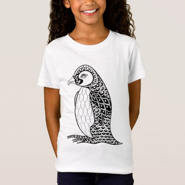 Camiseta Rey pingüino artístico Zendoodle (Anverso)
