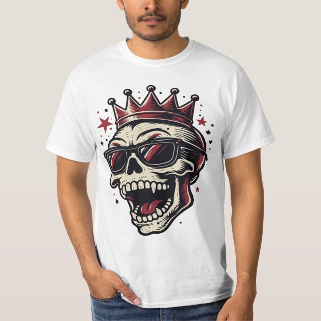Camiseta Rey Rockstar Calavera con Gafas de Sol (Anverso)