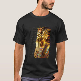 Camiseta Rey Tutankhamun con Hieroglíficos Oro y Negro