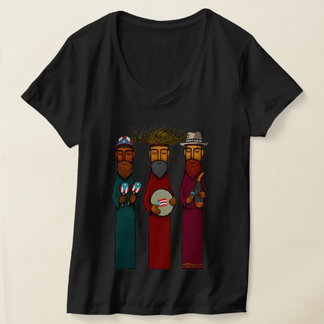 Camiseta Reyes Magos puertorriqueños con parranda musical (Distribución )