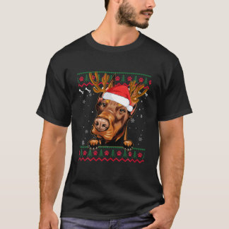 Camiseta Reyes suéteres feos Navidades Doberman Perro
