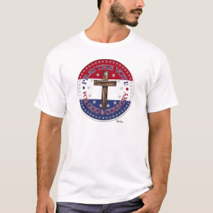 Camiseta Reza El Voto Por Dios & País con cruz robusta