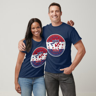 Camiseta Reza Por El Rojo, Blanco Azul VOTA Estrella de Ver