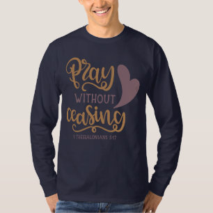 Camiseta Reza sin cesar el mango largo básico negro