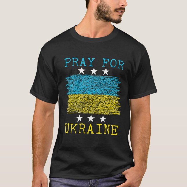 Camiseta Rezar por la bandera ucraniana, vieja ucraniana (Anverso)
