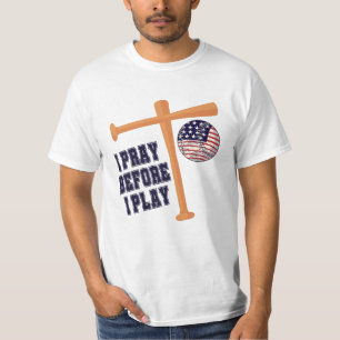 Camiseta Rezo antes de jugar al juego Basebal