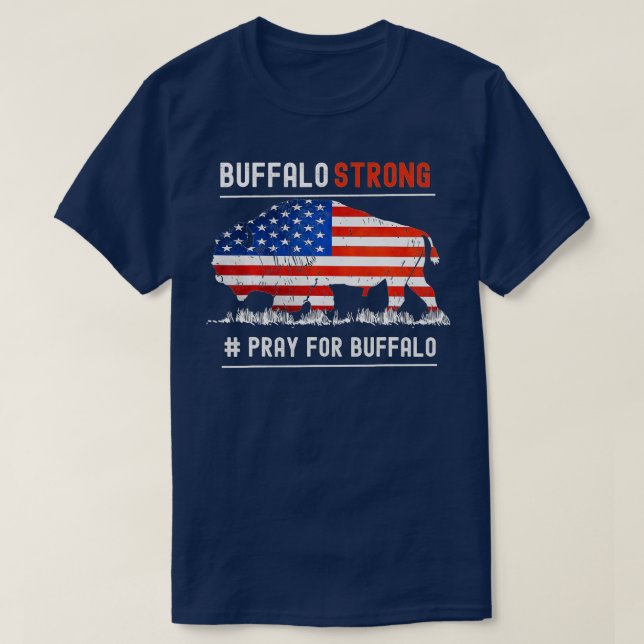Camiseta Rezo fuerte de búfalo por bandera norteamericana d (Diseño del anverso)