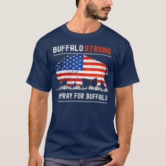 Camiseta Rezo fuerte de búfalo por bandera norteamericana d