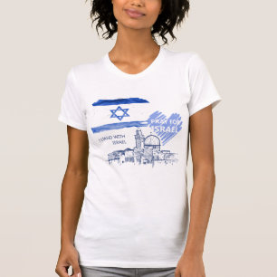 Camiseta Rezo por Israel Me mantengo con Israel. Paz Mundia