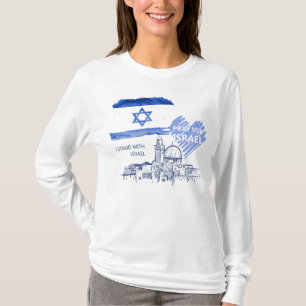 Camiseta Rezo por Israel Me mantengo con Israel. Paz Mundia