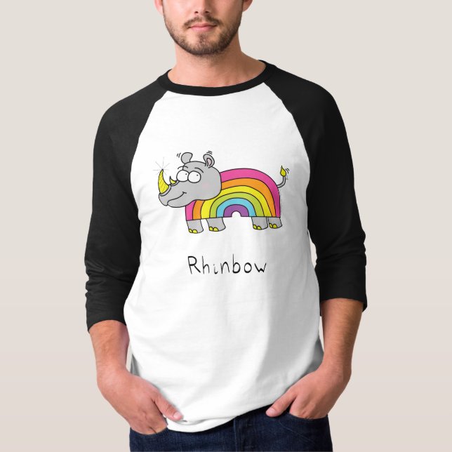 Camiseta Rhinbow Rhino Arcoiris Raglan TShirt (Anverso)