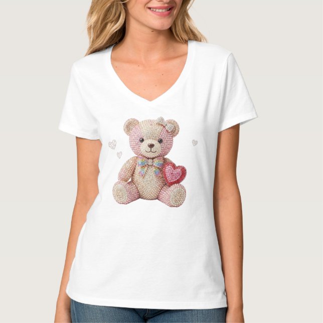 Camiseta Rhinestone Valentine Bear  (Anverso)