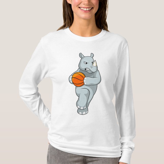 Camiseta Rhino como jugador de baloncesto con baloncesto (Anverso)