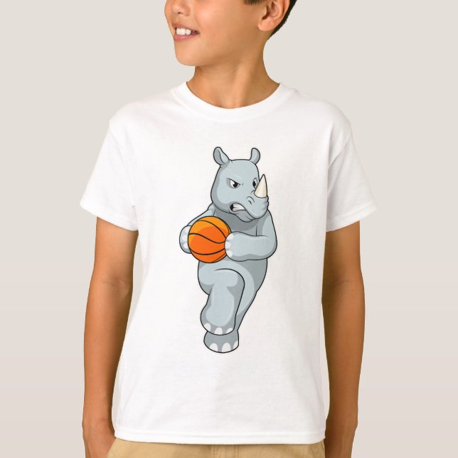 Camiseta Rhino como jugador de baloncesto con baloncesto (Anverso)