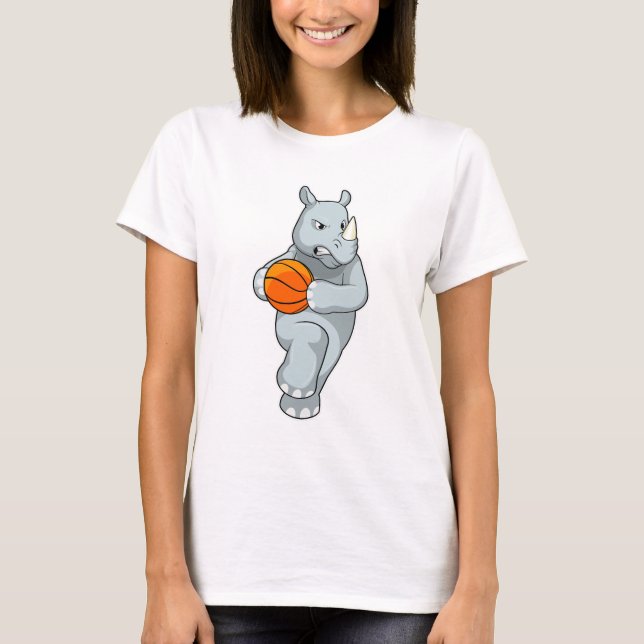 Camiseta Rhino como jugador de baloncesto con baloncesto (Anverso)
