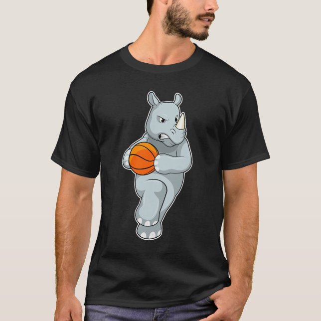 Camiseta Rhino como jugador de baloncesto con baloncesto (Anverso)
