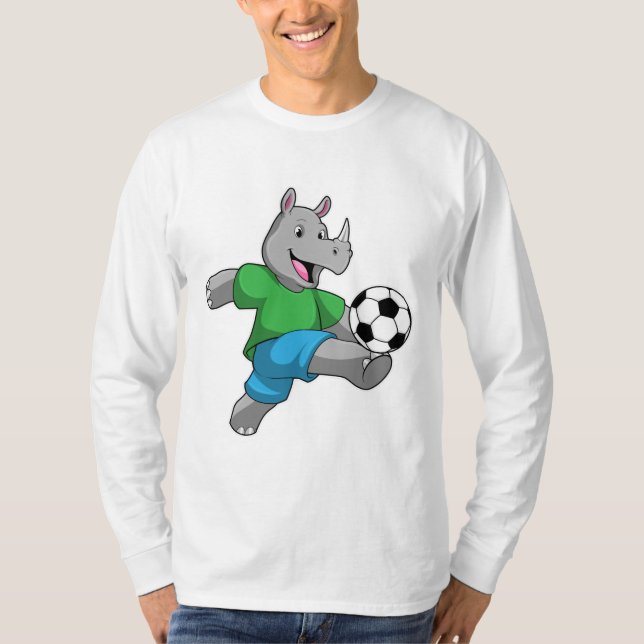 Camiseta Rhino como jugador de fútbol con fútbol (Anverso)