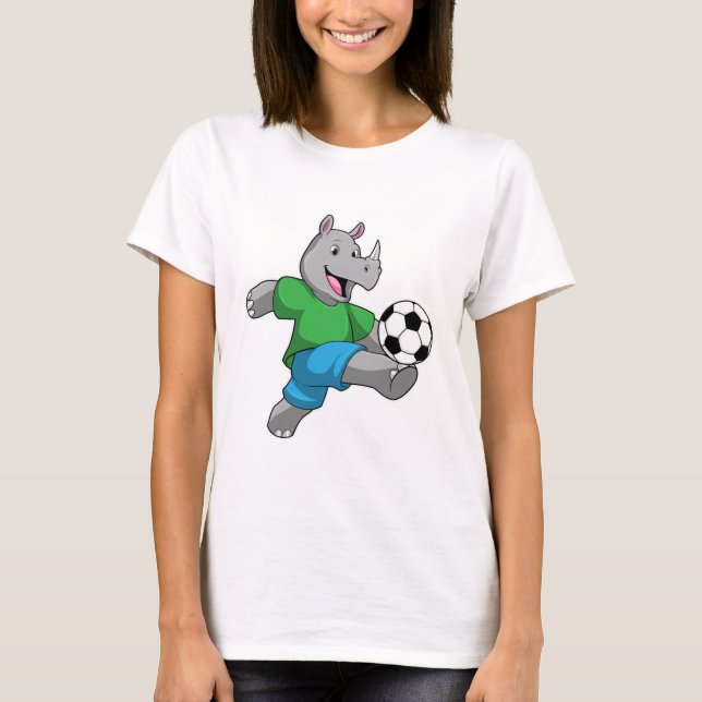 Camiseta Rhino como jugador de fútbol con fútbol (Anverso)