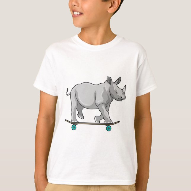 Camiseta Rhino como patinador con patineta (Anverso)