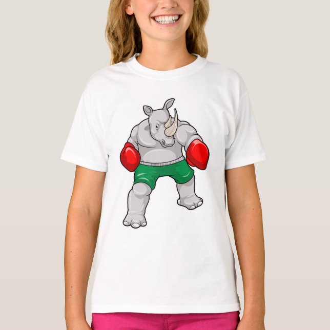 Camiseta Rhino en boxeo con guantes de boxeo (Anverso)