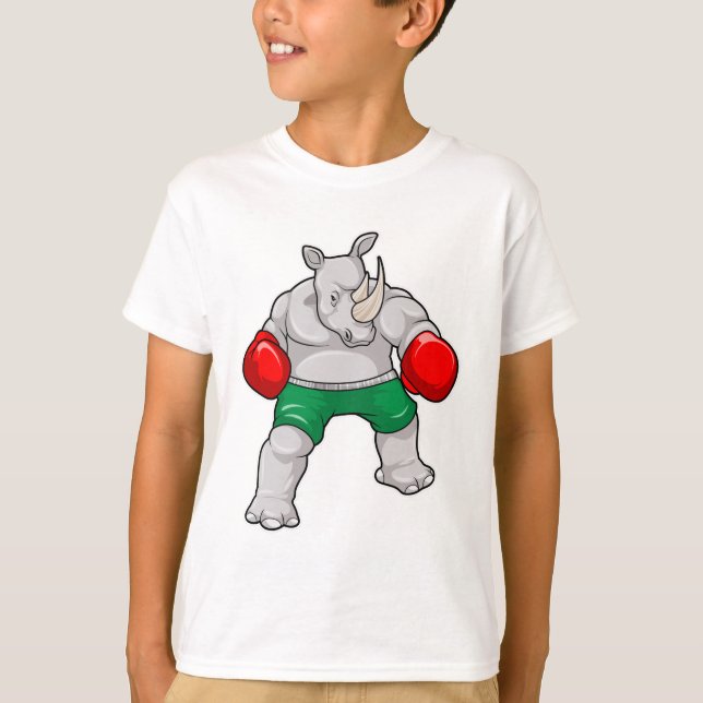 Camiseta Rhino en boxeo con guantes de boxeo (Anverso)