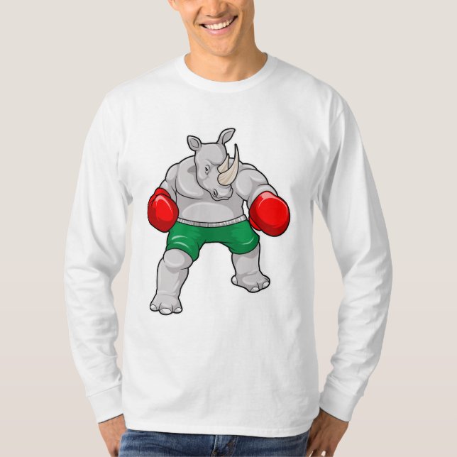 Camiseta Rhino en boxeo con guantes de boxeo (Anverso)