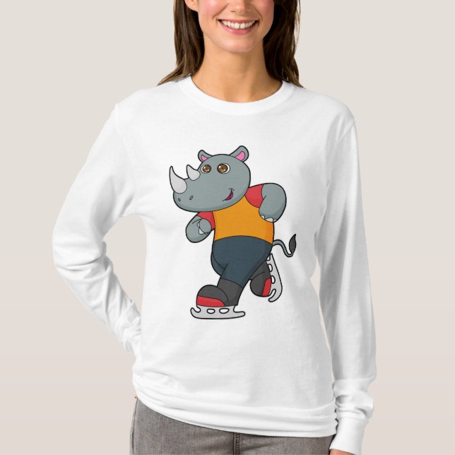 Camiseta Rhino en patinaje sobre hielo con patines de hielo (Anverso)