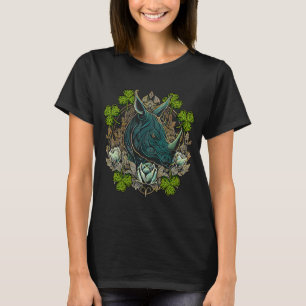 Camiseta Rhino Face Head Mandala Irish Shamrock C St Patric