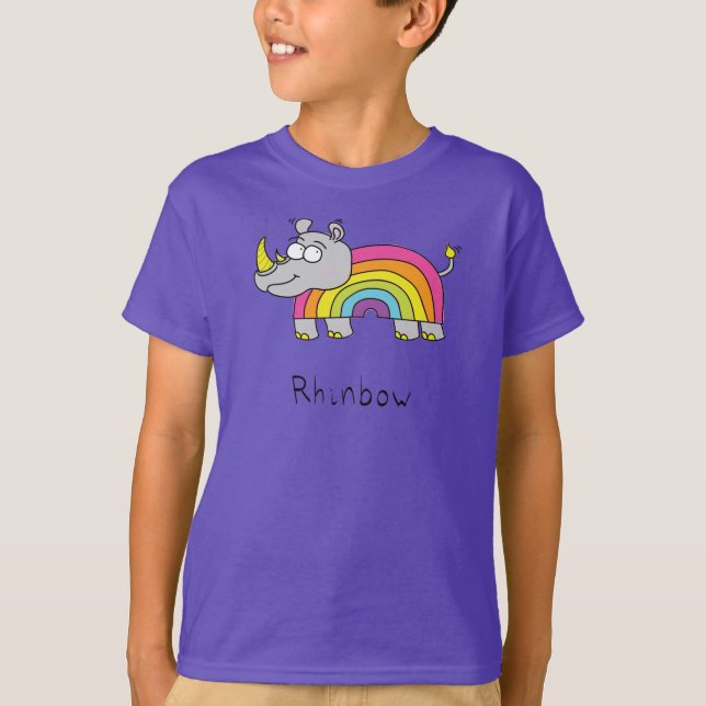 Camiseta Rhino Rainbow Funny Kids (Anverso)