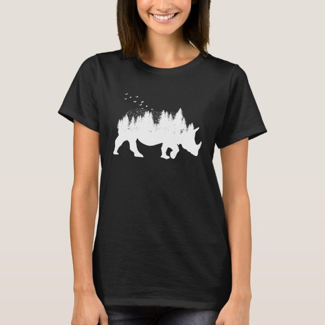 Camiseta Rhinoceros Artsy Forest Animal Wildlife Wanderlust (Anverso)