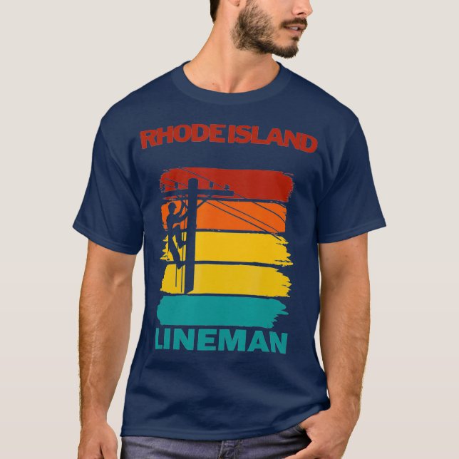 Camiseta Rhode Island Lineman Sunset Electrician (Anverso)