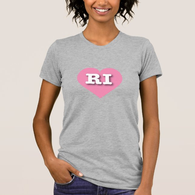 Camiseta Rhode Island Pink Heart - Amo RI (Anverso)