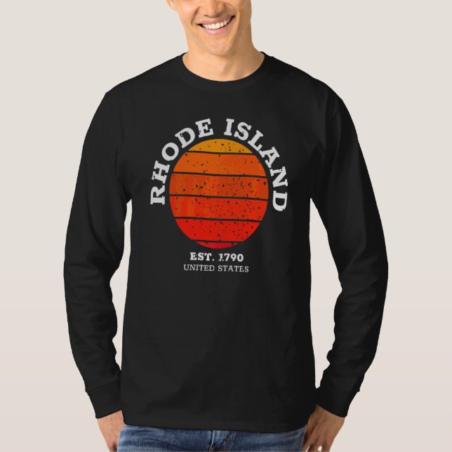 Camiseta Rhode Island Retro Sunset Vintage (Anverso)