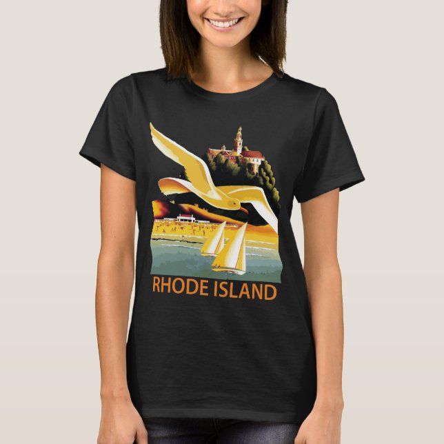 Camiseta Rhode Island Velero Amarillo Viaje (Anverso)