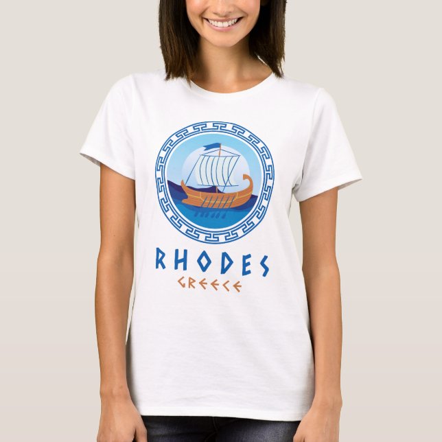 Camiseta Rhodes, Grecia: Diseño de barcos griegos para muje (Anverso)