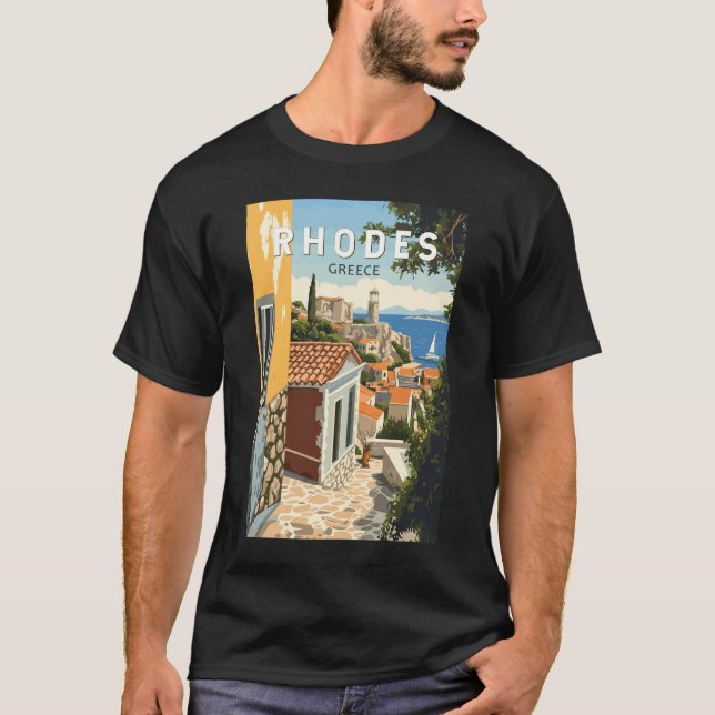 Camiseta Rhodes Grecia Viaje al casco antiguo Vintage (Anverso)