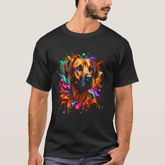 Camiseta Rhodesian Ridgeback adorable en salpicaduras color (Anverso)