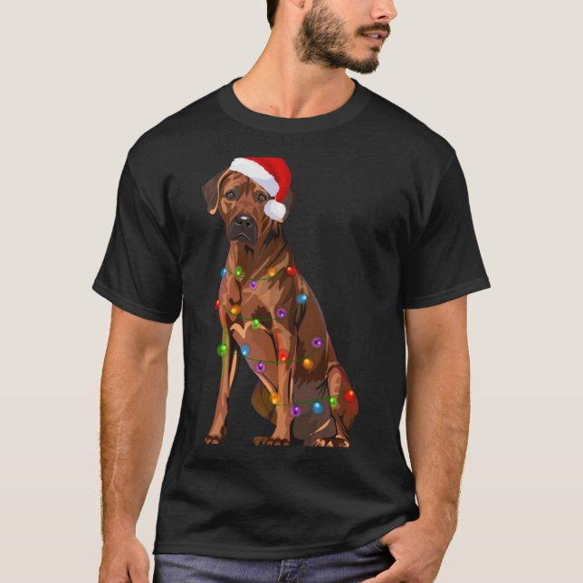 Camiseta Rhodesian Ridgeback Christmas Lights Xmas Dog Love (Anverso)