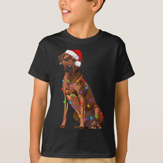 Camiseta Rhodesian Ridgeback Christmas Lights Xmas Dog Love (Anverso)