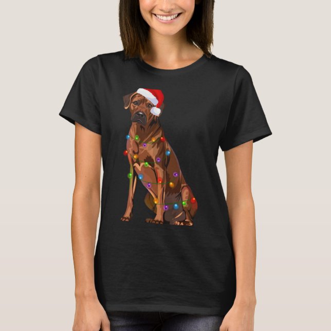 Camiseta Rhodesian Ridgeback Christmas Lights Xmas Dog Love (Anverso)