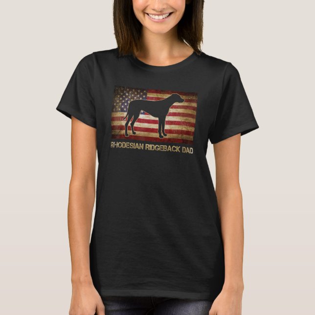 Camiseta Rhodesian Ridgeback Dad Viste American Flag Patr (Anverso)