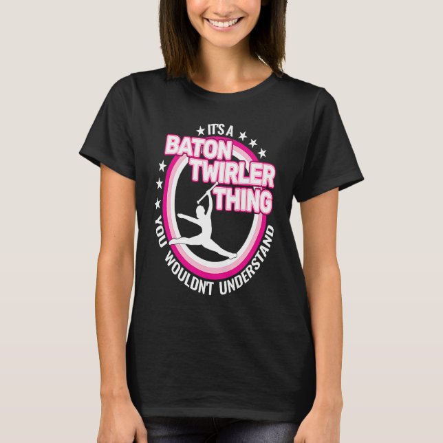 Camiseta rhythmic gymnastics  baton twirling retro for girl (Anverso)