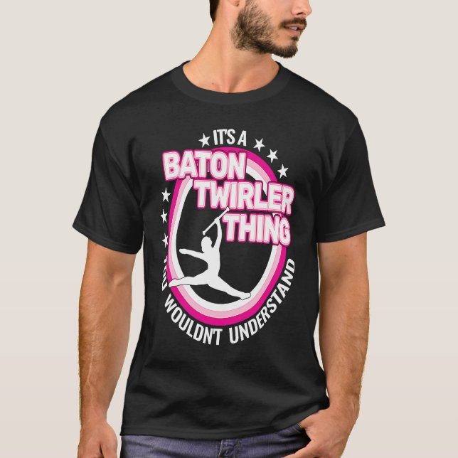 Camiseta rhythmic gymnastics  baton twirling retro for girl (Anverso)