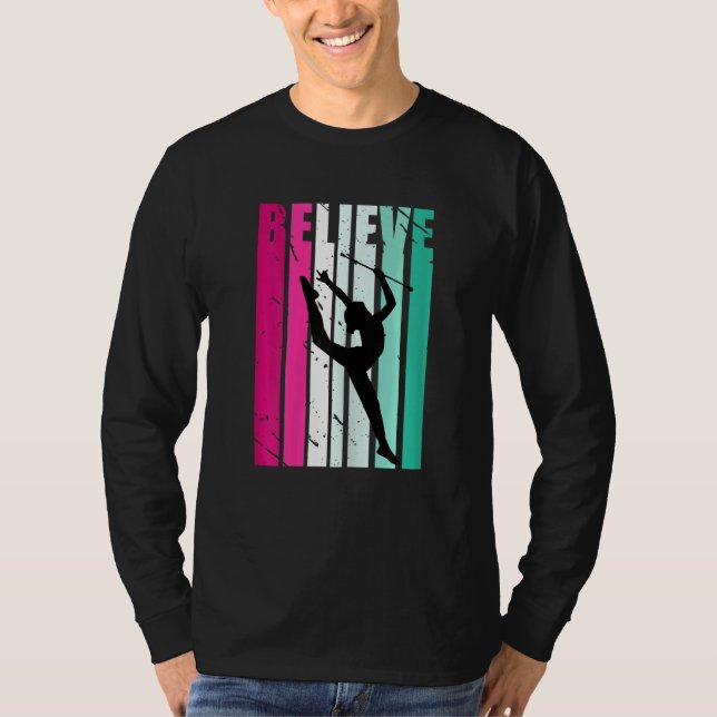 Camiseta Rhythmic Gymnastics Pink Green Motivational Believ (Anverso)