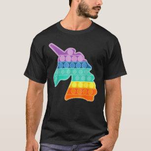 Camiseta Rianbow pop Unicornio empuja a burbuja juguete sen