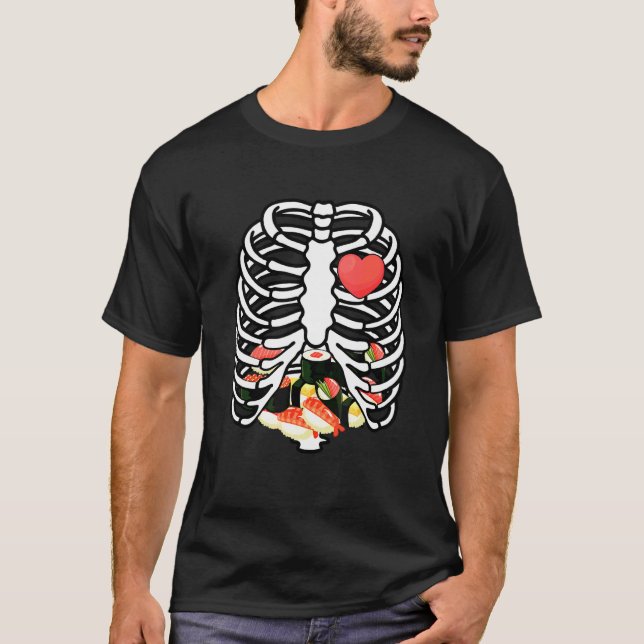 Camiseta Rib Cage Skeleton Sushi X Ray Skeleton Halloween C (Anverso)